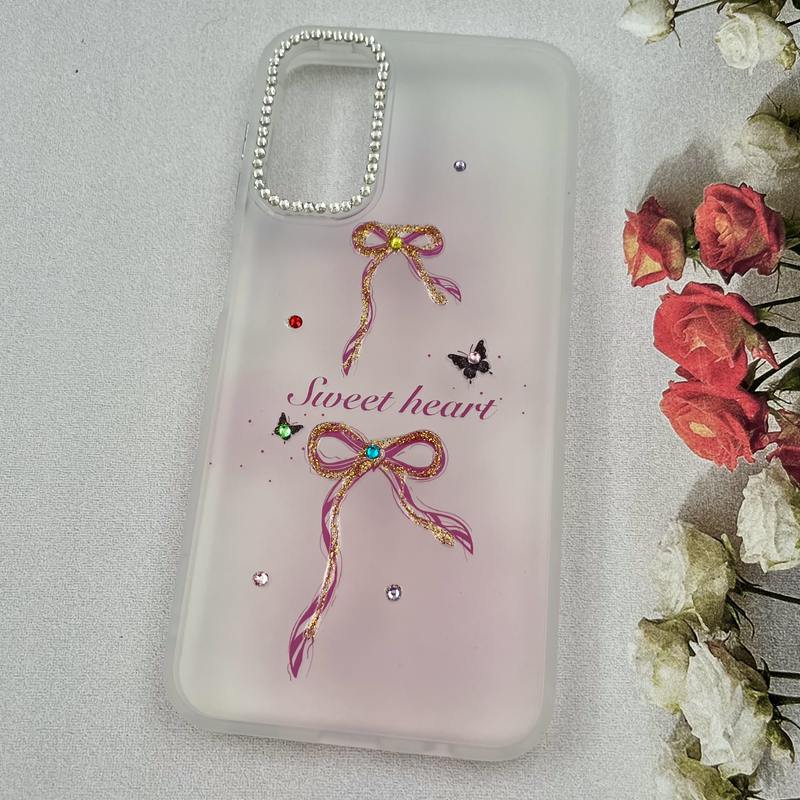 قاب گوشی Galaxy A14 سامسونگ Crystal Case نگین دار لوکس رزینی طرح پاپیون لنز الماسی کد 91451 - Image 2