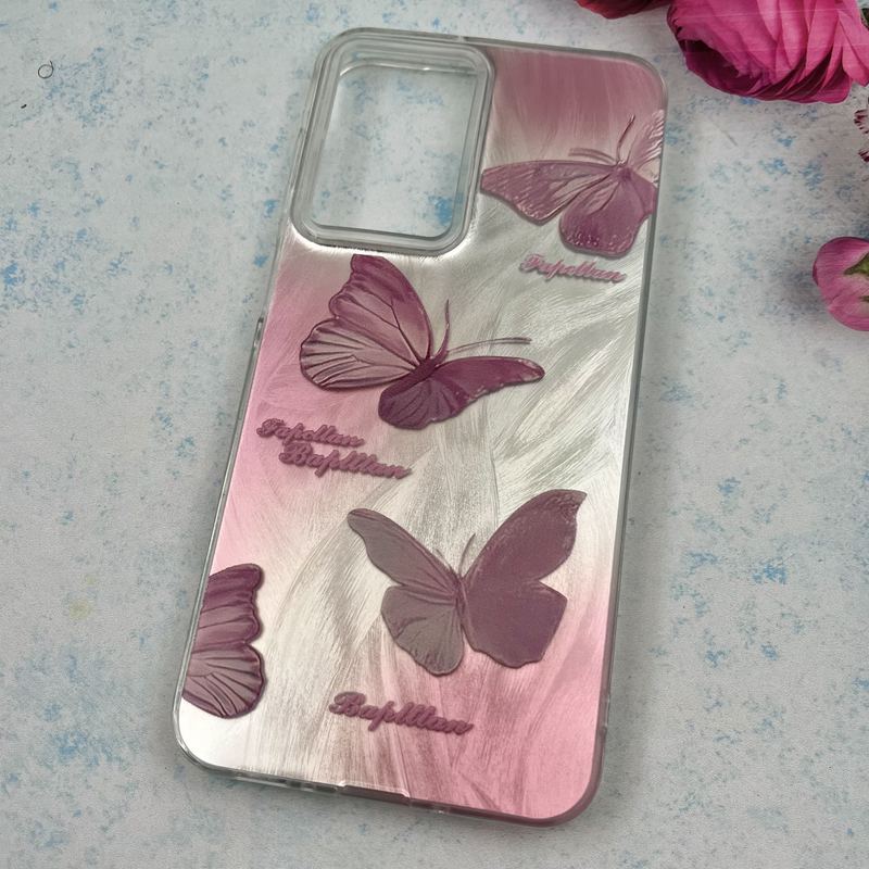 قاب گوشی Galaxy A26 سامسونگ Brush Case اطلسی Silver طرح پروانه صورتی کد 91471 - Image 2