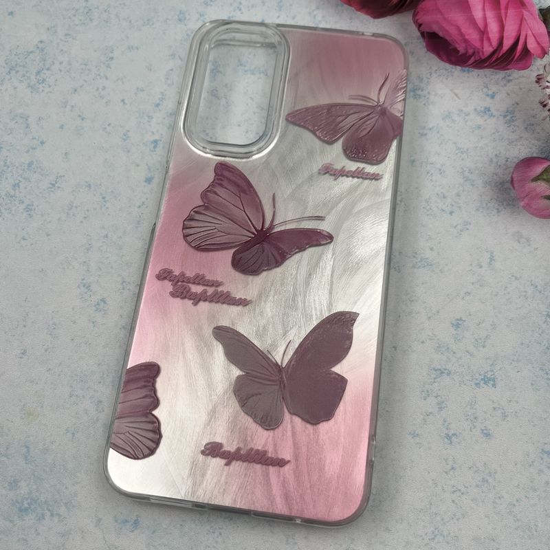 قاب گوشی Redmi Note 11 4G / Redmi Note 11S شیائومی Brush Case اطلسی Silver طرح پروانه صورتی کد 92760 - Image 2