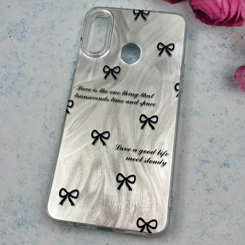 قاب گوشی Galaxy A20S سامسونگ Brush Case اطلسی Silver طرح پاپیون مشکی کد 93743 - Image 2