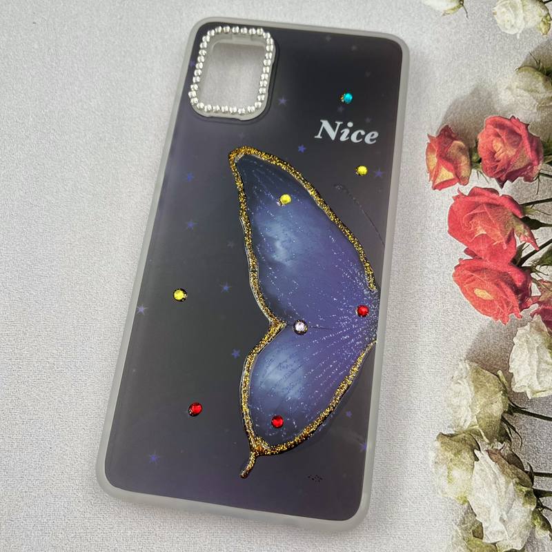 قاب گوشی Galaxy A51 سامسونگ Crystal Case نگین دار لوکس رزینی طرح بال پروانه لنز الماسی کد 95114 - Image 2