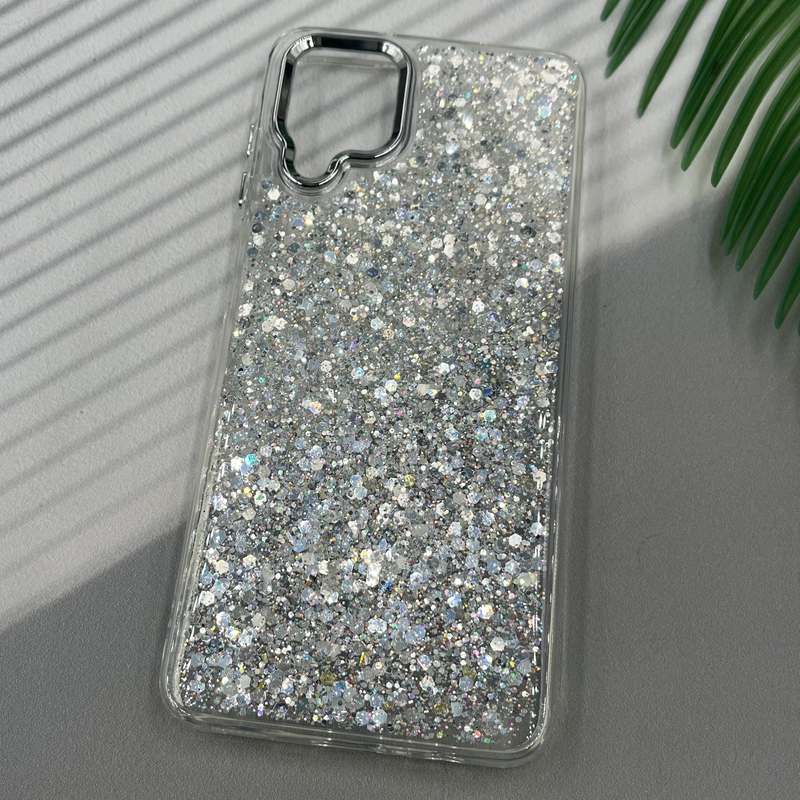 قاب گوشی Galaxy A12 / Galaxy M12 سامسونگ Glitter Case شاین اکلیلی لنز Silver نقره ای ایربگ دار کد 95502 - Image 2