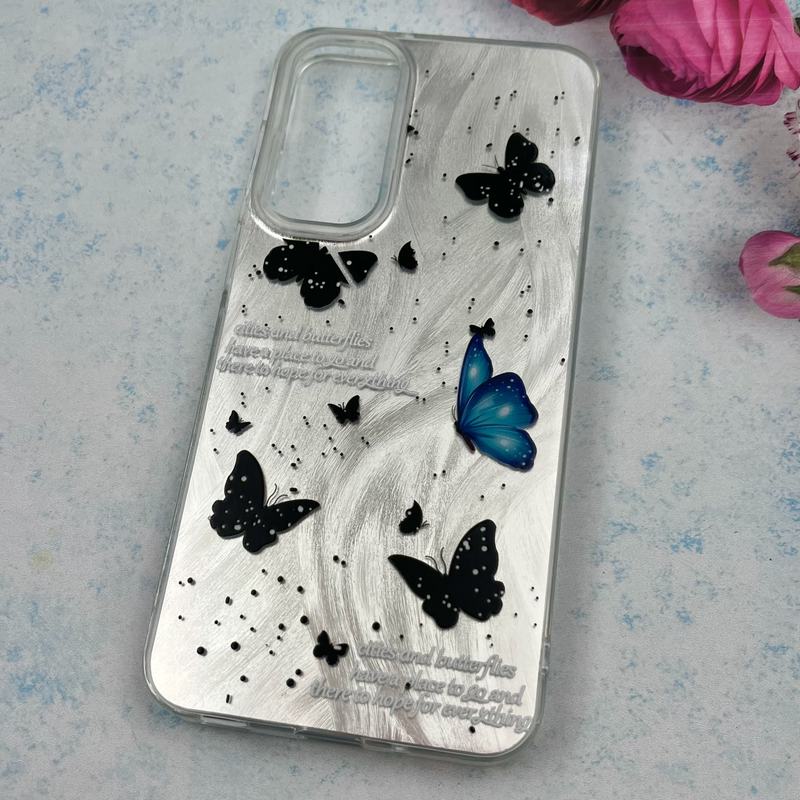 قاب گوشی Galaxy A16 سامسونگ Brush Case اطلسی Silver طرح پروانه مشکی آبی کد 95725 - Image 2