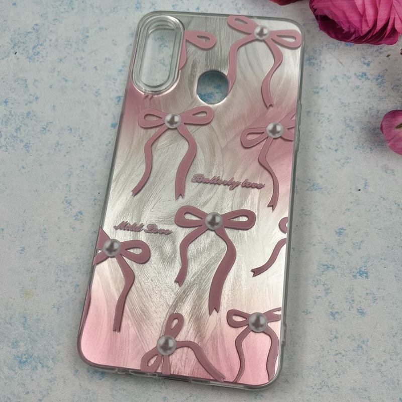 قاب گوشی Galaxy A20S سامسونگ Brush Case اطلسی Silver طرح پاپیون صورتی کد 95806 - Image 2