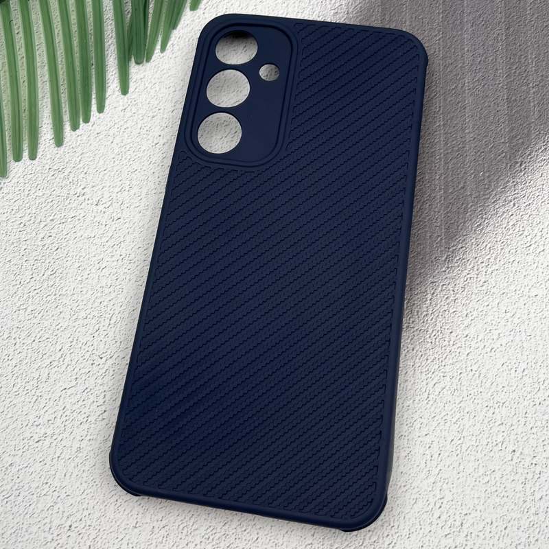 قاب گوشی Galaxy A35 سامسونگ Hatching Case سیلیکونی طرح هاشور ایربگ دار محافظ لنز دار سرمه ای کد 97618 - Image 2