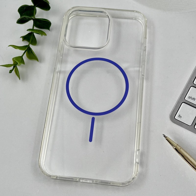 قاب گوشی iPhone 15 Pro Max آیفون Magnetic Case شفاف مگ سیف Magsafe اورجینال ایربگ دار بنفش کد 11018 - Image 2