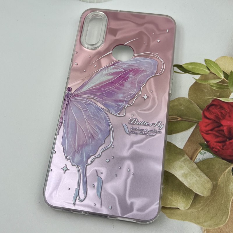 قاب گوشی Galaxy A10s سامسونگ 3D Wave Case طرح سه بعدی موج لنز برجسته پروانه صورتی کد 11174 - Image 2