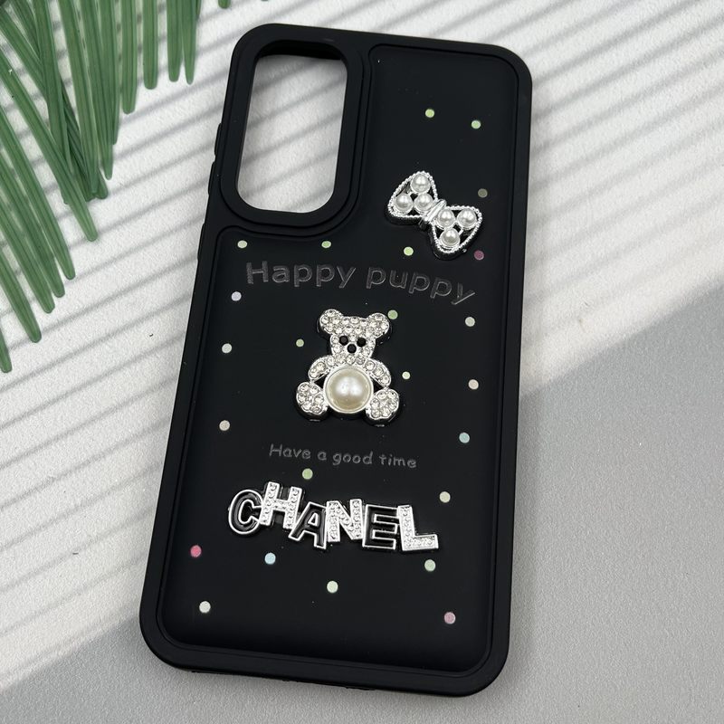 قاب گوشی Galaxy A55 سامسونگ Happy Puppy ایربگ دار طرح تدی مرواریدی برجسته مشکی کد 12289 - Image 2