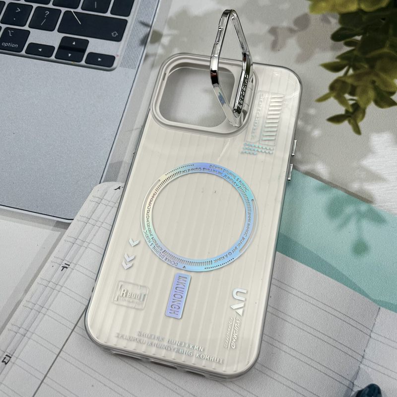 قاب گوشی iPhone 14 Pro Max آیفون RT طرح مگ سیف Magsafe لنز استندشو کرکره ای سفید کد 12382 - Image 2