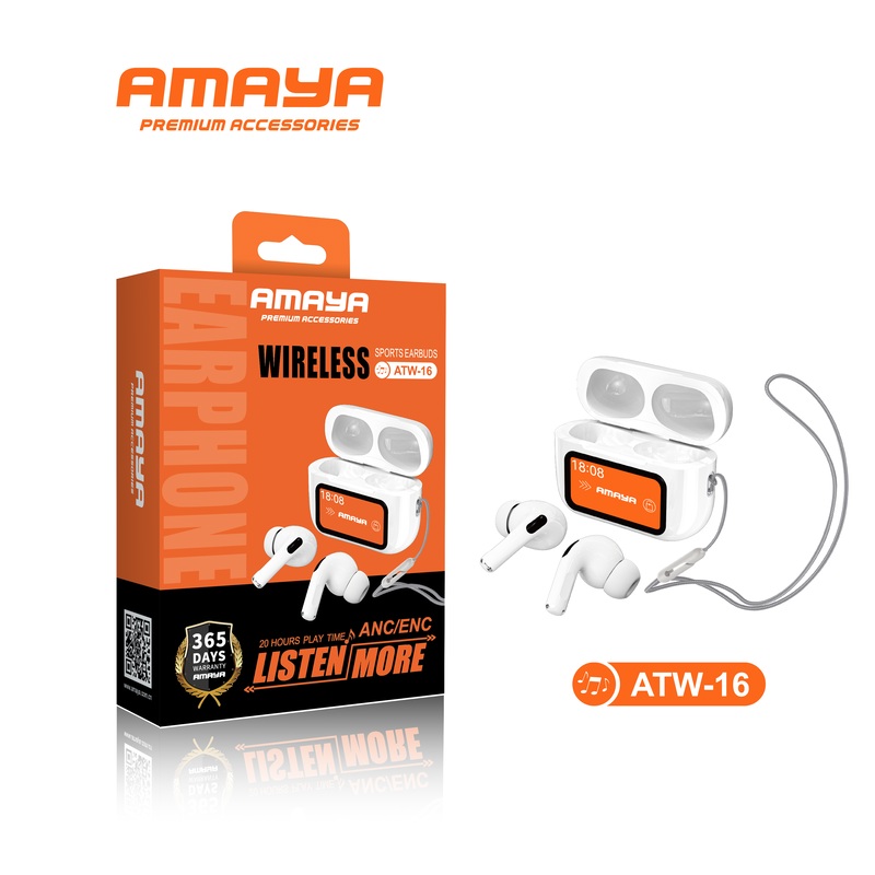 ایرپاد بلوتوثی بی سیم آمایا AMAYA اورجینال مدل ATW-16 سفید ANC کد 12731