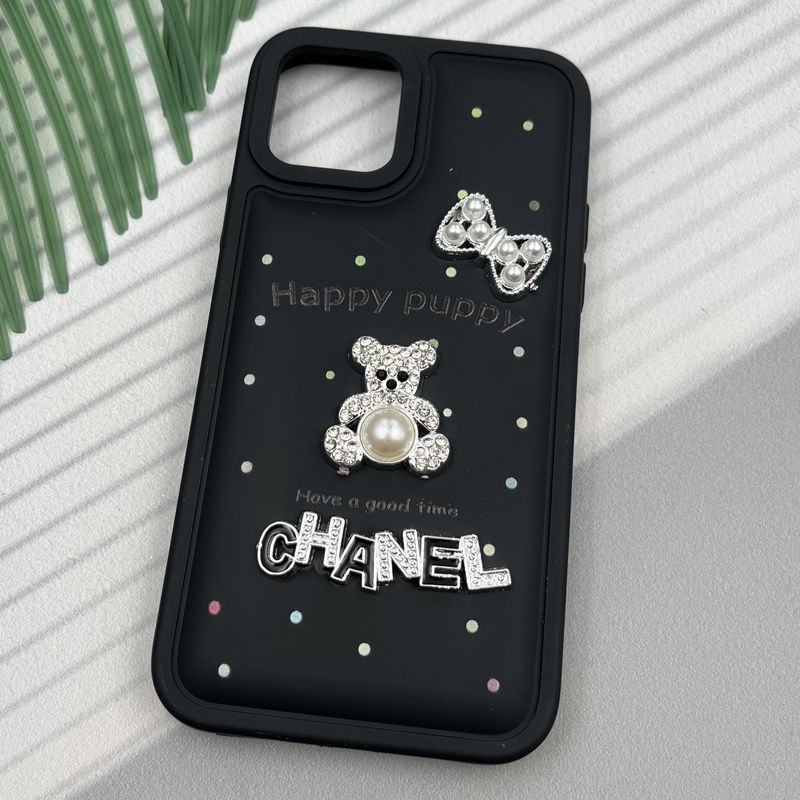 قاب گوشی iPhone 11 Pro آیفون Happy Puppy ایربگ دار طرح تدی مرواریدی برجسته مشکی کد 13166 - Image 2