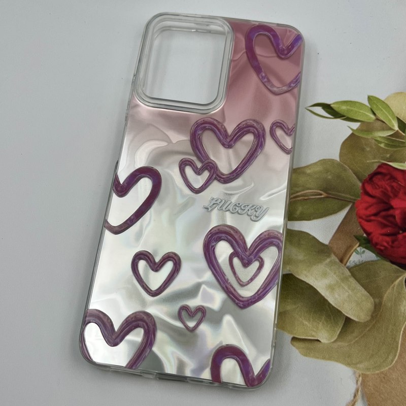 قاب گوشی Redmi Note 10 4G / Redmi Note 10S / Poco M5S شیائومی 3D Wave Case طرح سه بعدی موج لنز برجسته قلب نقره ای کد 13461 - Image 2