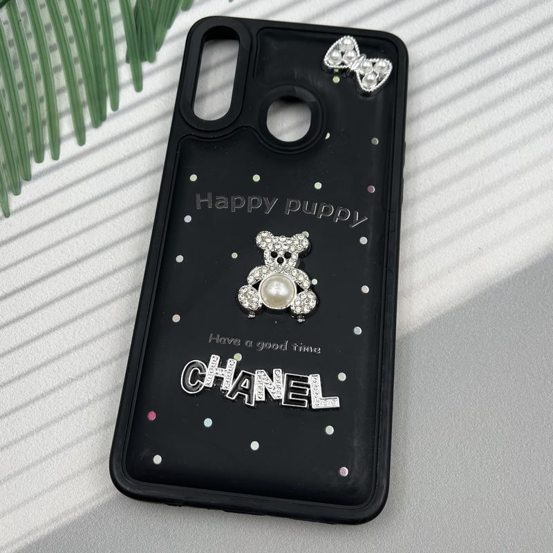 قاب گوشی Galaxy A20S سامسونگ Happy Puppy ایربگ دار طرح تدی مرواریدی برجسته مشکی کد 15192 - Image 2