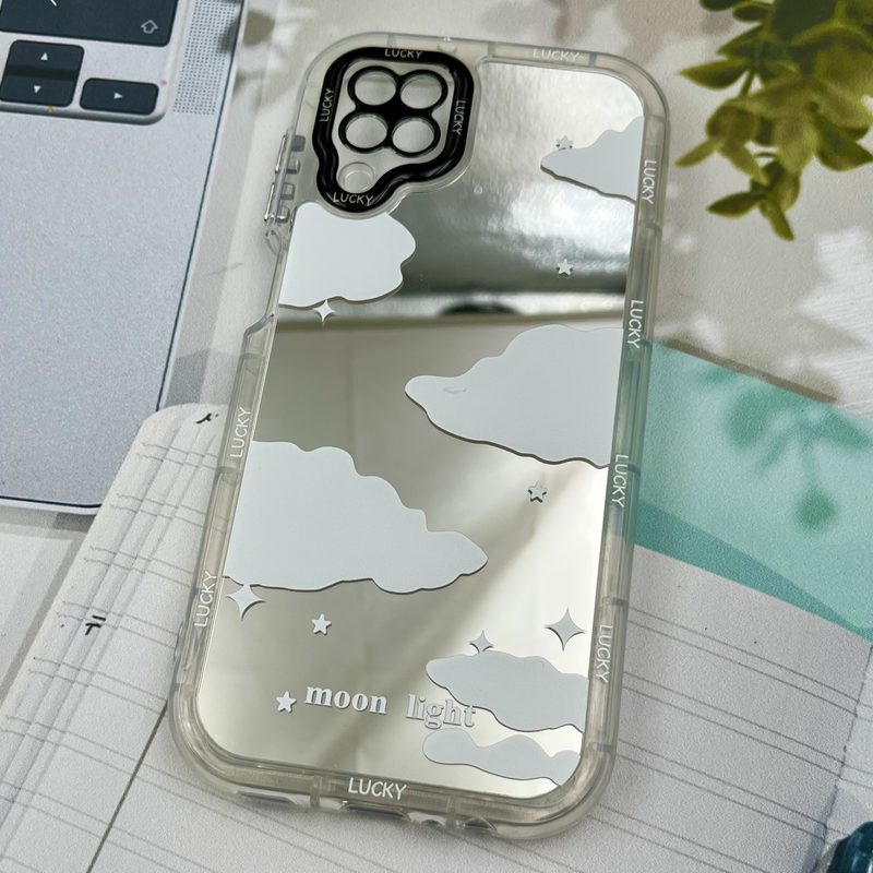 قاب گوشی Galaxy A12 / Galaxy M12 سامسونگ Mirror Case ایربگ دار آینه ای طرح ابر سفید لنز رنگی کد 15743 - Image 2