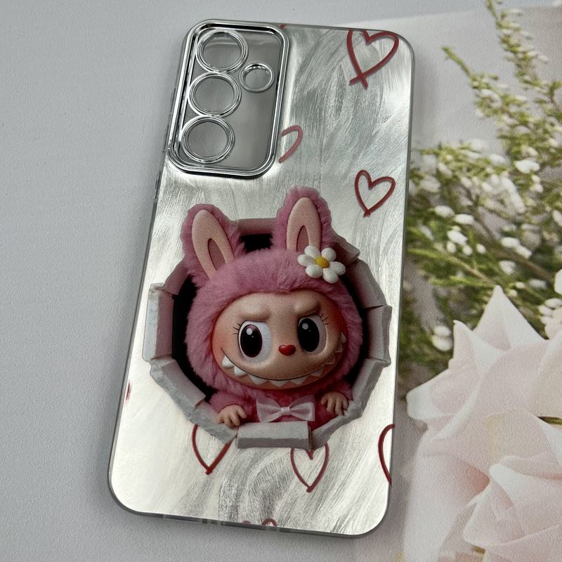 قاب گوشی Galaxy A55 سامسونگ Brush Case لنز Silver نقره ای طرح لبوبو ایربگ دار کد 16579 - Image 2