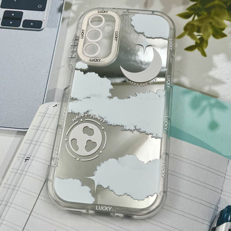 قاب گوشی Galaxy A14 سامسونگ Mirror Case ایربگ دار آینه ای طرح ماه و ابر لنز رنگی کد 17060 - Image 2