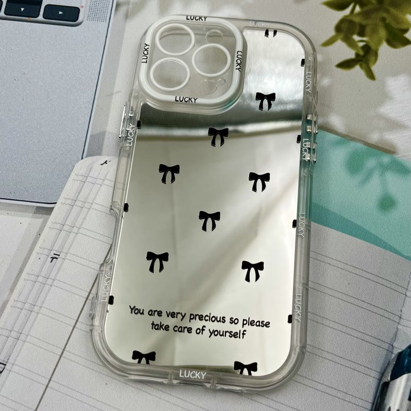 قاب گوشی iPhone 16 Pro Max آیفون Mirror Case ایربگ دار آینه ای طرح پاپیون مشکی لنز رنگی کد 17455 - Image 2