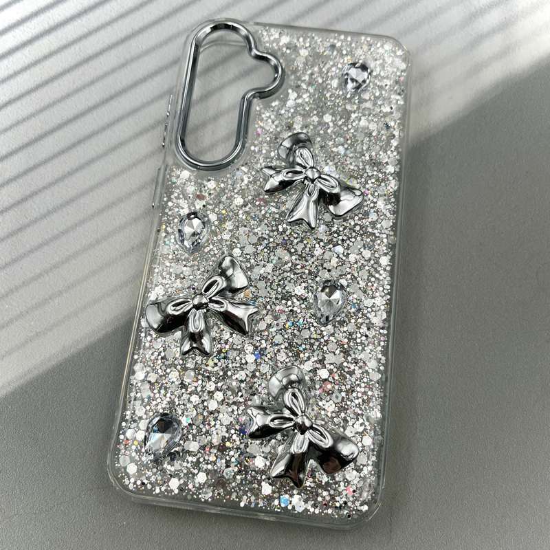 قاب گوشی Galaxy S23 FE سامسونگ Resin Case رزین الماسی شاین طرح پاپیون لنز Silver کد 19334 - Image 2