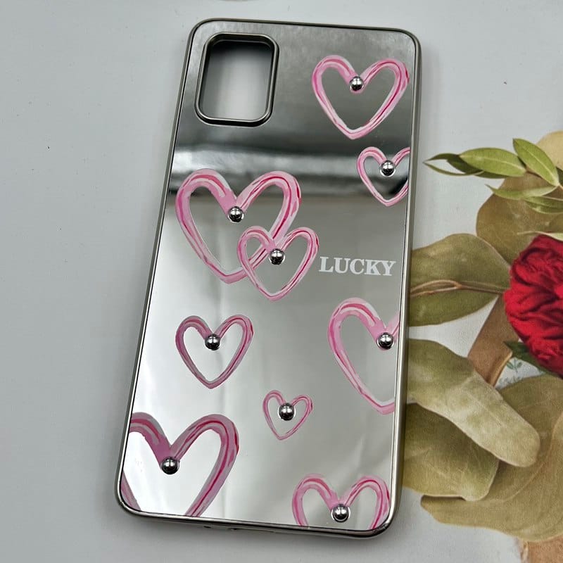 قاب گوشی Galaxy A51 سامسونگ Mirror Case آینه ای مروارید برجسته طرح قلب آبرنگی کد 19995 - Image 2
