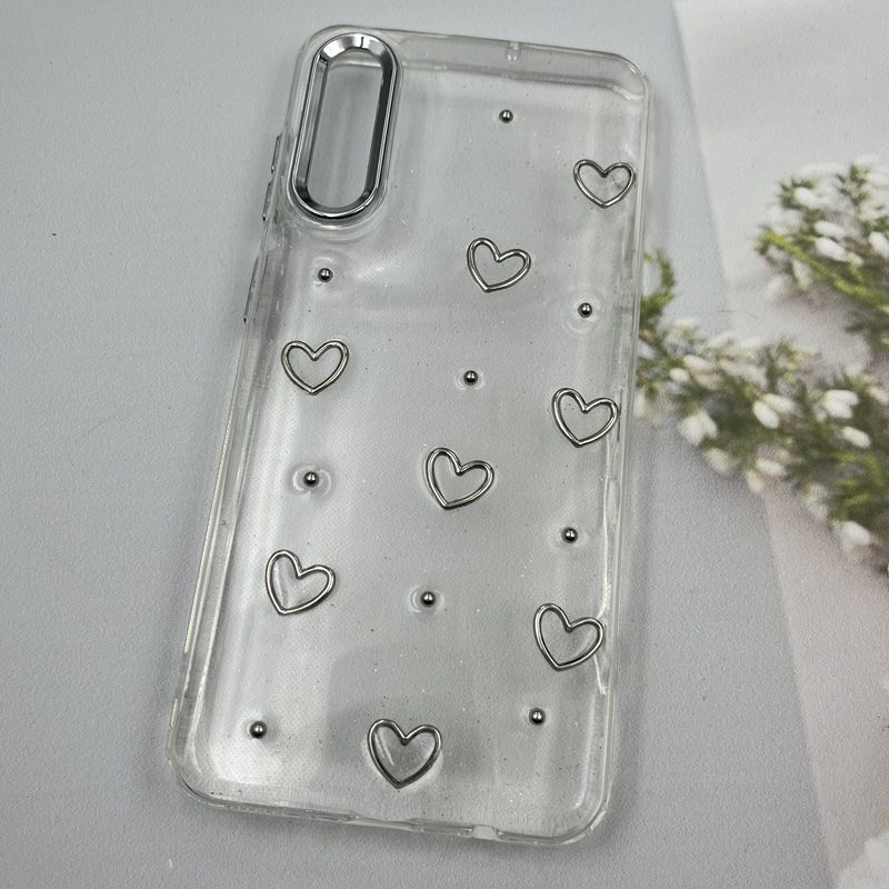 قاب گوشی Galaxy A30S / Galaxy A50S / Galaxy A50 سامسونگ Shine Case لنز Silver شفاف شاین ایربگ دار طرح قلب کد 20004 - Image 2