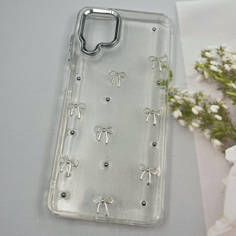 قاب گوشی Galaxy A12 / Galaxy M12 سامسونگ Shine Case لنز Silver شفاف شاین ایربگ دار طرح پاپیون کد 20989 - Image 2