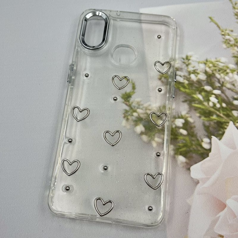 قاب گوشی Galaxy A10s سامسونگ Shine Case لنز Silver شفاف شاین ایربگ دار طرح قلب کد 22080 - Image 2