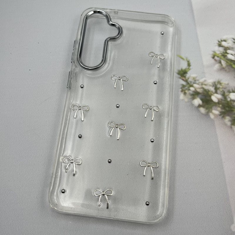 قاب گوشی Galaxy S24 FE سامسونگ Shine Case لنز Silver شفاف شاین ایربگ دار طرح پاپیون کد 25584 - Image 2