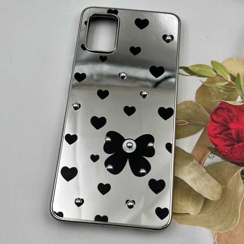 قاب گوشی Galaxy A51 سامسونگ Mirror Case آینه ای مروارید برجسته طرح قلب پاپیونی کد 26987 - Image 2