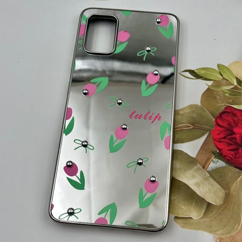 قاب گوشی Galaxy A51 سامسونگ Mirror Case آینه ای مروارید برجسته طرح گل رز کد 29559 - Image 2