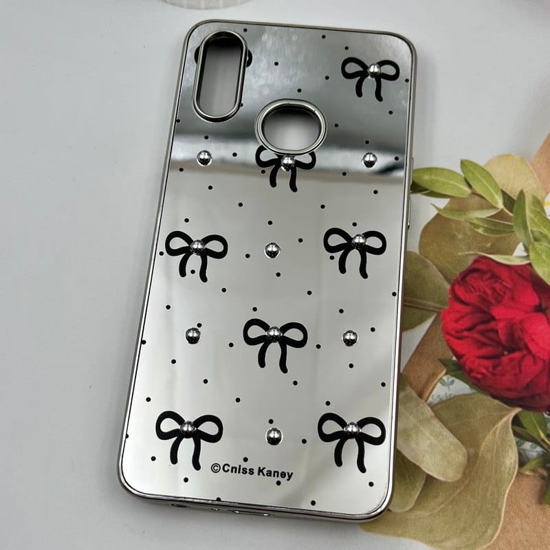قاب گوشی Galaxy A10s سامسونگ Mirror Case آینه ای مروارید برجسته طرح پاپیون مشکی کد 29834 - Image 2