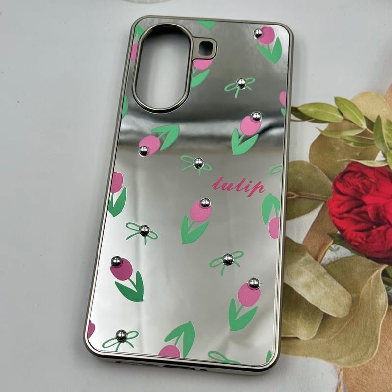 قاب گوشی Poco X7 Pro شیائومی Mirror Case آینه ای مروارید برجسته طرح گل رز کد 29936 - Image 2
