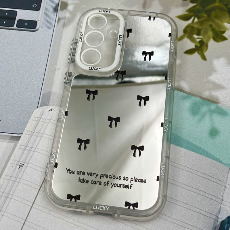 قاب گوشی Galaxy S24 FE سامسونگ Mirror Case ایربگ دار آینه ای طرح پاپیون مشکی لنز رنگی کد 30566 - Image 2