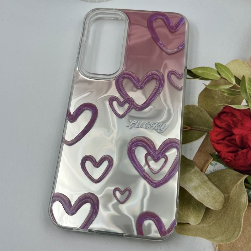قاب گوشی Galaxy S23 FE سامسونگ 3D Wave Case طرح سه بعدی موج لنز برجسته قلب نقره ای کد 30940 - Image 2