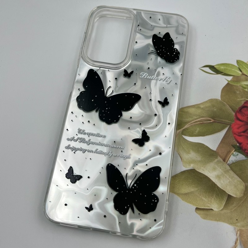 قاب گوشی Galaxy A23 سامسونگ 3D Wave Case طرح سه بعدی موج لنز برجسته پروانه نقره ای کد 31685 - Image 2