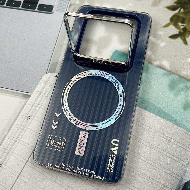 قاب گوشی Redmi Note 14 Pro 4G شیائومی RT طرح مگ سیف Magsafe لنز استندشو کرکره ای سرمه ای کد 32077 - Image 2