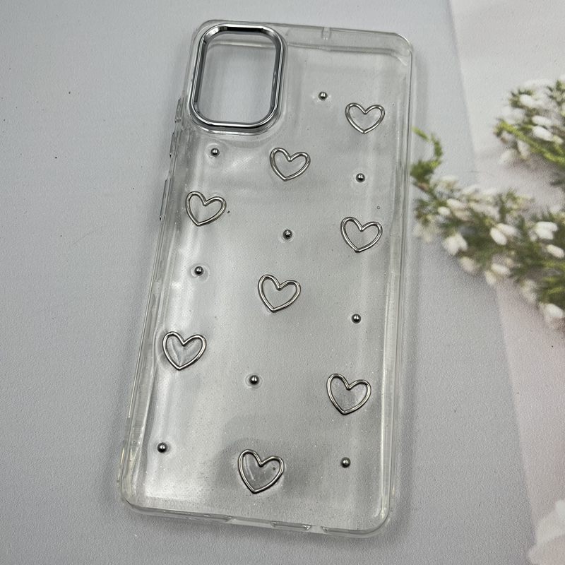 قاب گوشی Galaxy A51 سامسونگ Shine Case لنز Silver شفاف شاین ایربگ دار طرح قلب کد 33372 - Image 2