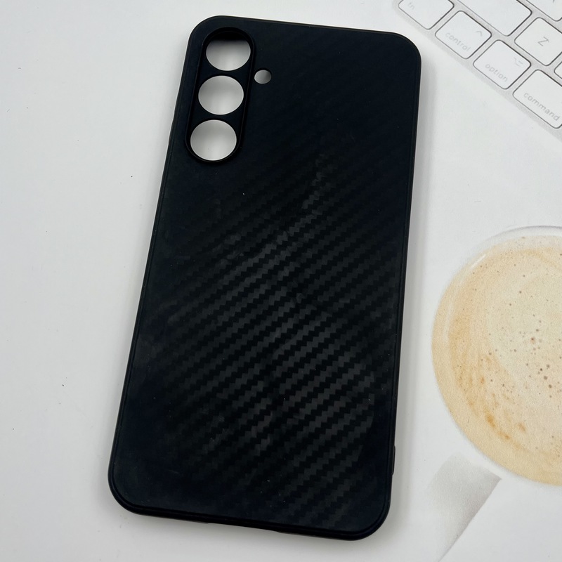 قاب گوشی Galaxy A55 سامسونگ سیلیکونی Carbon Case طرح کربن ایربگ دار مشکی محافظ لنز دار کد 34426 - Image 2