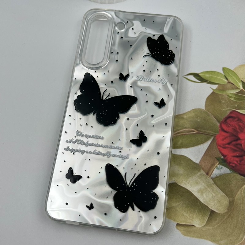 قاب گوشی Galaxy S21 FE سامسونگ 3D Wave Case طرح سه بعدی موج لنز برجسته پروانه نقره ای کد 34774 - Image 2