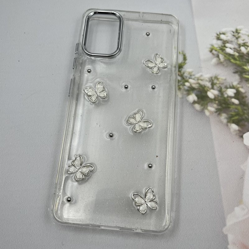 قاب گوشی Galaxy A51 سامسونگ Shine Case لنز Silver شفاف شاین ایربگ دار طرح پروانه کد 35527 - Image 2