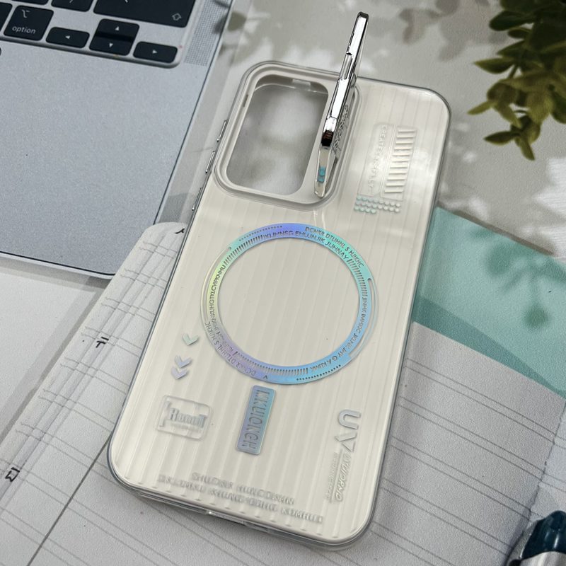 قاب گوشی Galaxy A55 سامسونگ RT طرح مگ سیف Magsafe لنز استندشو کرکره ای سفید کد 35690 - Image 2