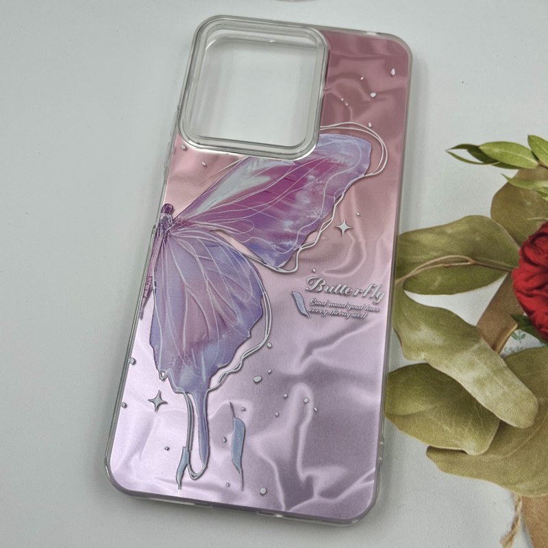 قاب گوشی Redmi 13C / Poco C65 شیائومی 3D Wave Case طرح سه بعدی موج لنز برجسته پروانه صورتی کد 36955 - Image 2