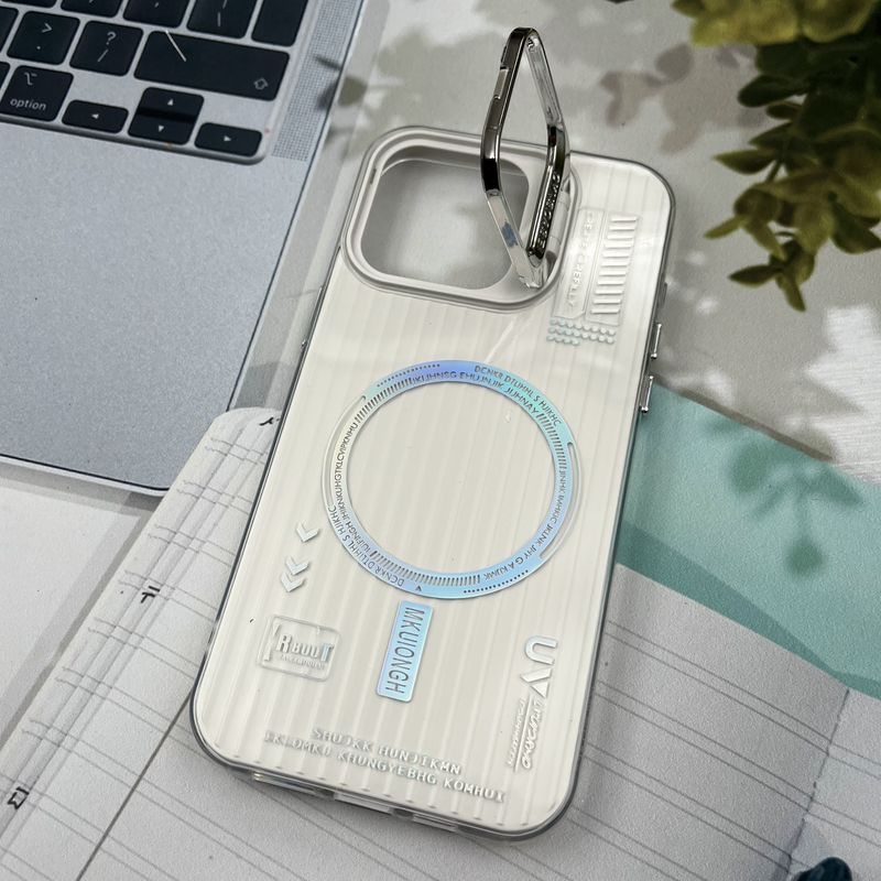 قاب گوشی iPhone 15 Pro Max آیفون RT طرح مگ سیف Magsafe لنز استندشو کرکره ای سفید کد 37972 - Image 2
