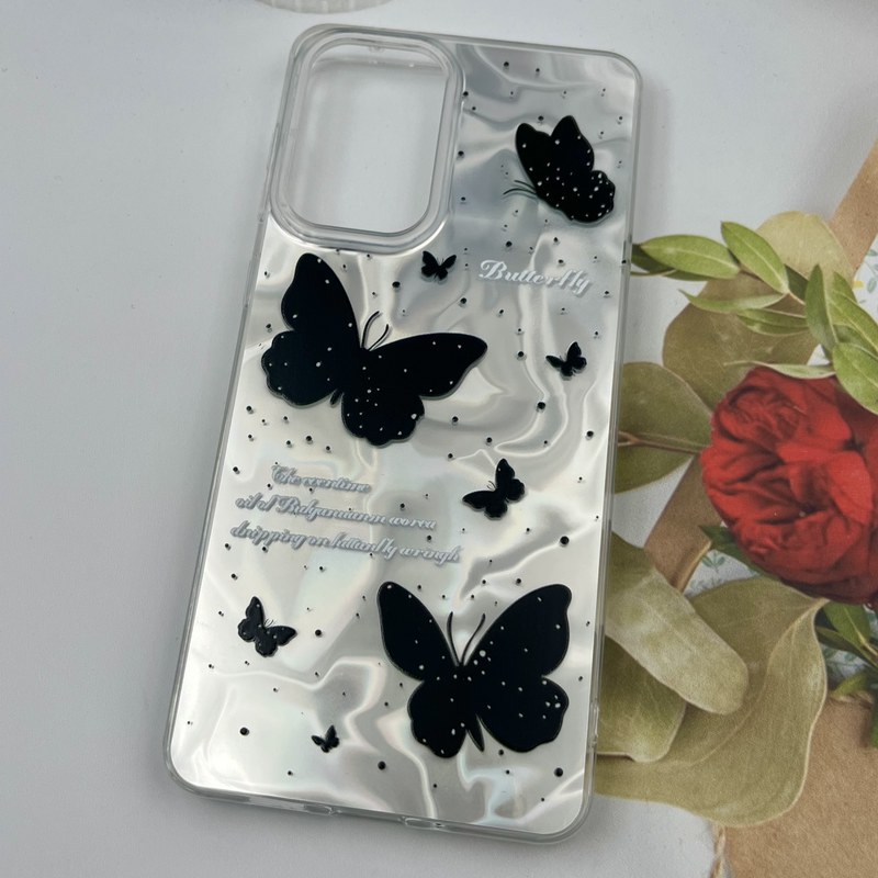 قاب گوشی Galaxy A73 سامسونگ 3D Wave Case طرح سه بعدی موج لنز برجسته پروانه نقره ای کد 38628 - Image 2