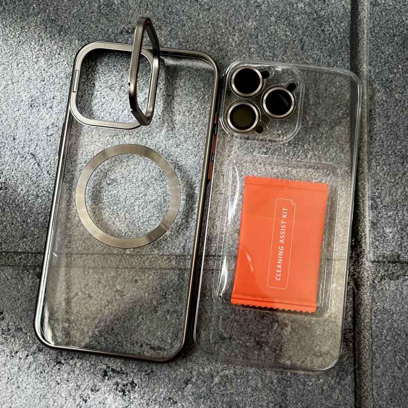 قاب گوشی iPhone 16 Pro Max آیفون Unique Case استندشو مگ سیف Magsafe اورجینال به همراه محافظ لنز رینگی صحرایی کد 39213 - Image 2