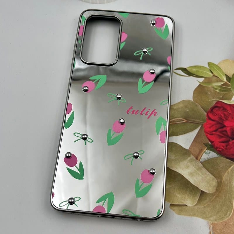 قاب گوشی Galaxy A52 / Galaxy A52S سامسونگ Mirror Case آینه ای مروارید برجسته طرح گل رز کد 40939 - Image 2