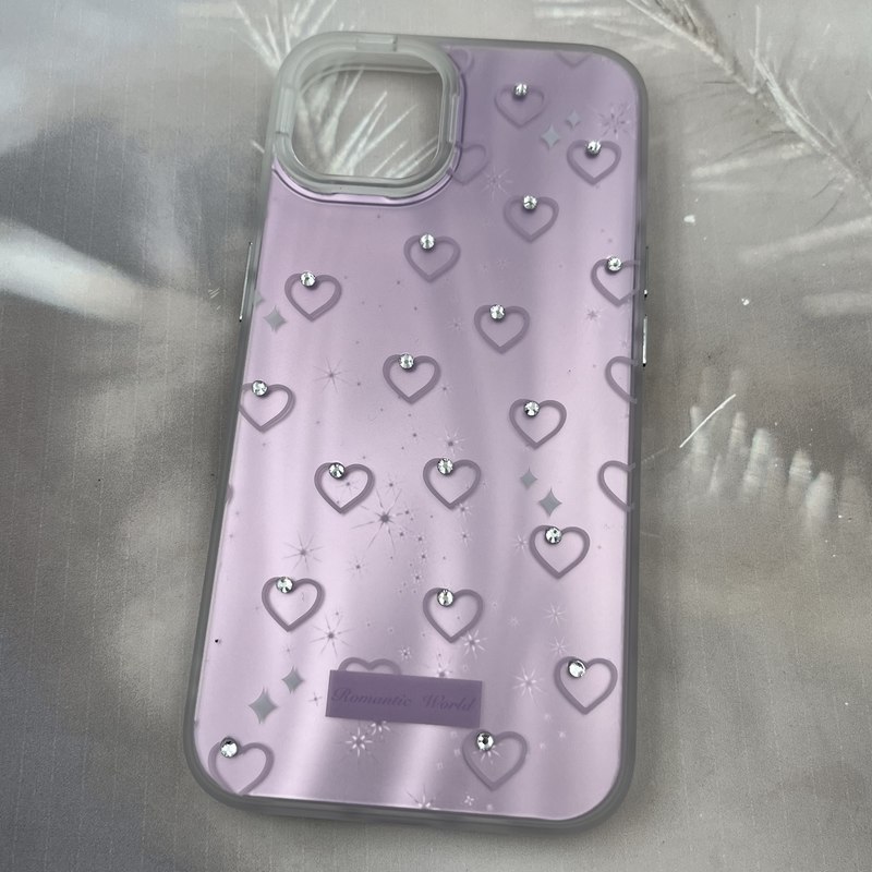 قاب گوشی iPhone 13 / iPhone 14 آیفون Luxury Case ایربگ دار نگین برجسته طرح قلب یاسی کد 41249 - Image 2