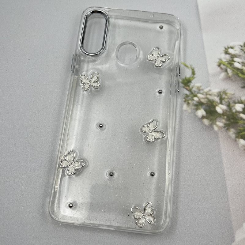 قاب گوشی Galaxy A20S سامسونگ Shine Case لنز Silver شفاف شاین ایربگ دار طرح پروانه کد 41509 - Image 2