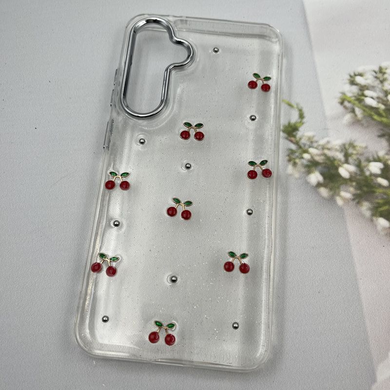 قاب گوشی Galaxy S24 FE سامسونگ Shine Case لنز Silver شفاف شاین ایربگ دار طرح گیلاس کد 42590 - Image 2