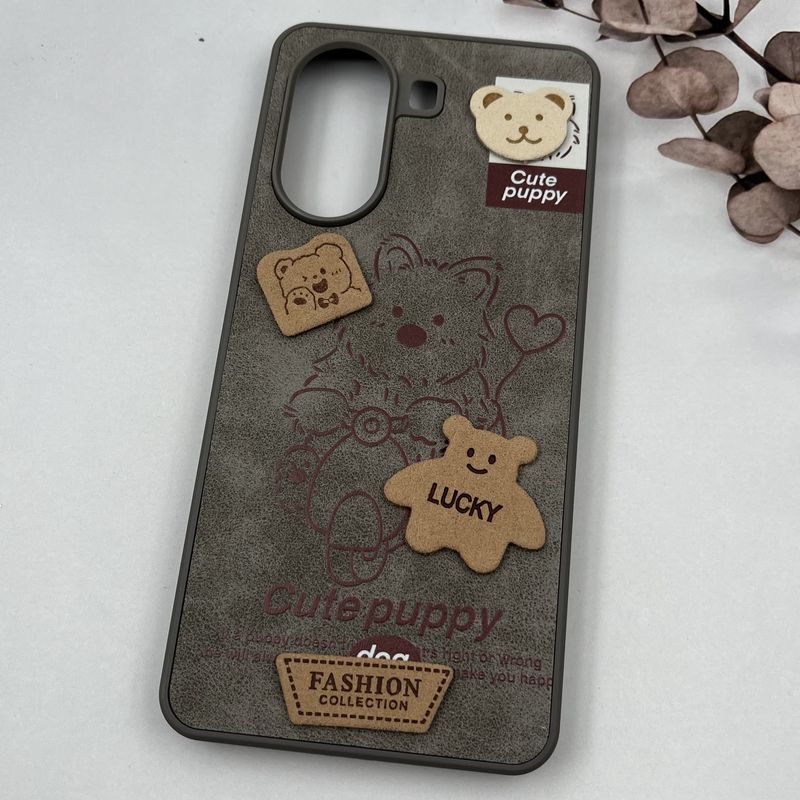 قاب گوشی Poco X7 Pro شیائومی Leather Case دور سیلیکونی عروسکی برجسته طرح Cute Puppy تیتانیوم کد 44478 - Image 2