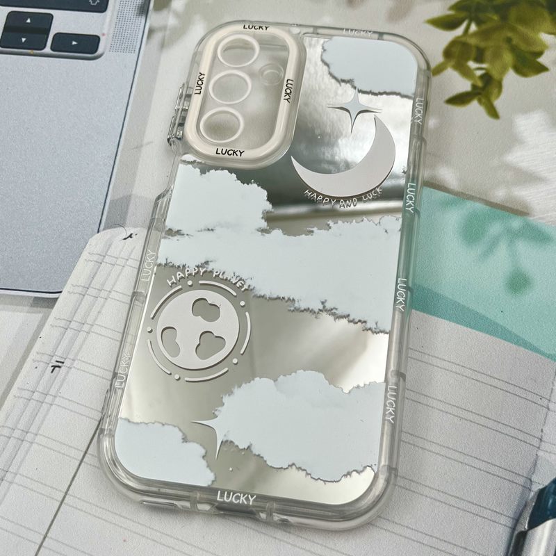 قاب گوشی Galaxy A16 سامسونگ Mirror Case ایربگ دار آینه ای طرح ماه و ابر لنز رنگی کد 44899 - Image 2